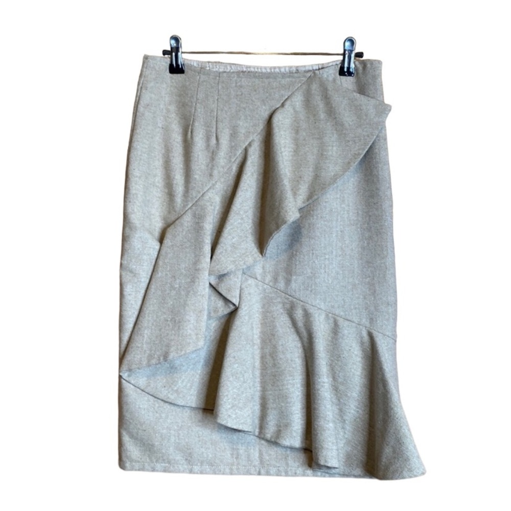 Shabby Apple wool blend lined pencil ruffle detail skirt size 4
